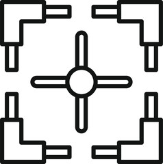 Obraz premium Minimalistic black and white abstract geometric crosshair symbol with concentric square lines and central point vector design for precision and focus in modern graphic illustration