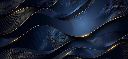 Blue and dark blue background with golden lines.