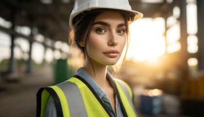 Construction Site Engineer at Sunset