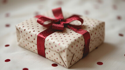 White Gift Box With Red Ribbon