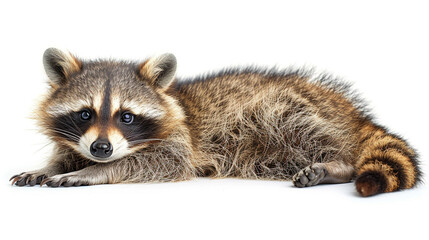 Obraz premium Raccoon Laying Down on White Surface