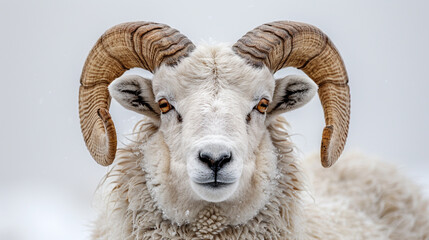 Close Up of Ram With Long Horns