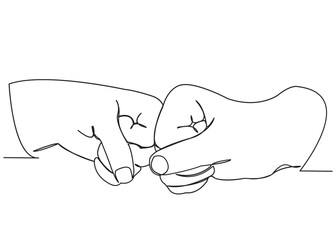 continuous single drawn one line greeting gesture hand-drawn picture silhouette. Line art.