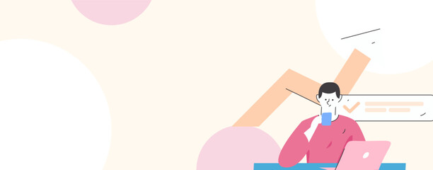 Marketing planning business characters flat vector concept operation hand drawn illustration
