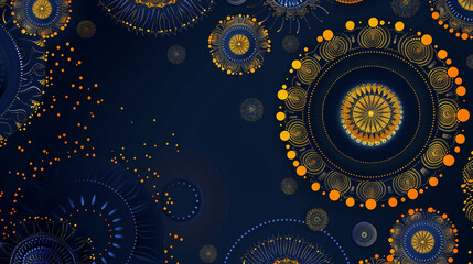 Luxurious and dramatic digital network from electric purple wireframe with golden yellow plexus,