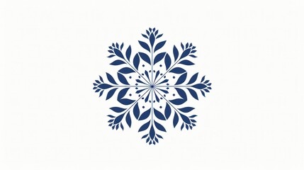 Snowflake design with leaves winter wonderland beauty and art in blue and white concept
