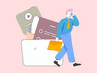 Marketing planning business characters flat vector concept operation hand drawn illustration
