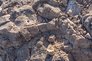 Caliche with Tuff, Tuff is a type of rock made of volcanic ash ejected from a vent during a volcanic eruption.  Oahu Hawaii geogoly. Diamond Head Crater, Honolulu Volcanics, calcium carbonate;