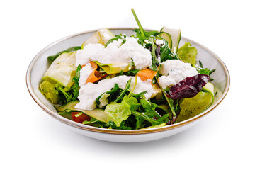 Fresh garden salad with creamy dressing