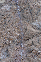 Caliche with Tuff, Tuff is a type of rock made of volcanic ash ejected from a vent during a volcanic eruption.  Oahu Hawaii geogoly. Diamond Head Crater, Honolulu Volcanics, calcium carbonate;