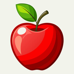 red apple with leaf