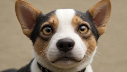 A close-up image of a Welsh Corgi puppy with attentive eyes and expressive ears. The detailed portrait showcases the puppy