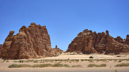 Fototapeta premium Mountains, An erosion formation in the desert near Elephant Rock, near Al-Ula, Saudi Arabia