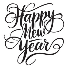 Happy New Year typography or caligraphy