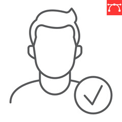 Eligibility line icon, man and person, eligible vector icon, vector graphics, editable stroke outline sign, eps 10.