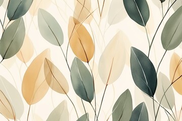 Fototapeta premium pattern with abstract leaves in earthy tones. Ideal for backgrounds, wallpapers, and textiles.