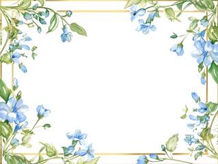 Fototapeta premium A delicate floral frame with a gold border The frame features clusters of roses in various colors