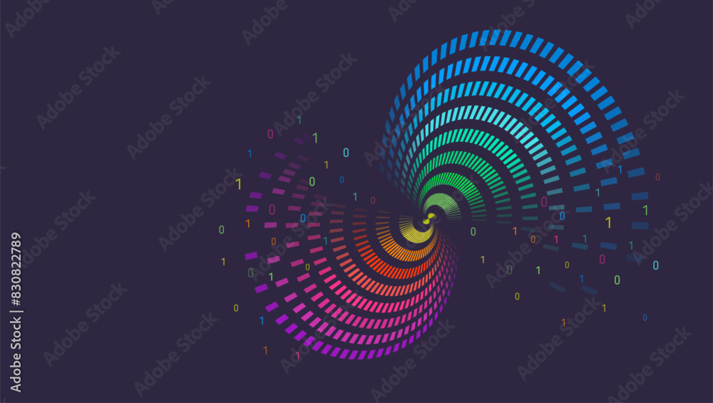 Fototapete Visualization of sorting a large amount of data. The process of analyzing information. Vector illustration, information flow on a dark background. Artificial intelligence, machine learning.