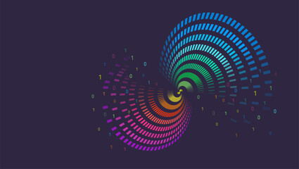 Fototapeta premium Visualization of sorting a large amount of data. The process of analyzing information. Vector illustration, information flow on a dark background. Artificial intelligence, machine learning.