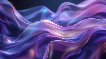 Fototapeta premium Indigo 3d render of dark and indigo silk displaying white iridescent holographic foil in style of indigo abstract background