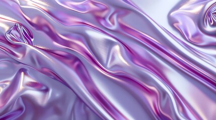 Obraz premium Lavender 3d render of dark and lavender silk displaying white iridescent holographic foil in style of lavender abstract background