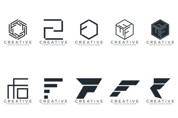 collection logo letter F, Abstract letter F logo design. icons for business