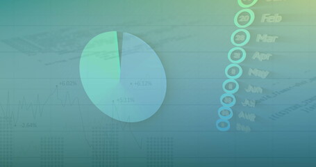 Image of statistical data processing against blue gradient background
