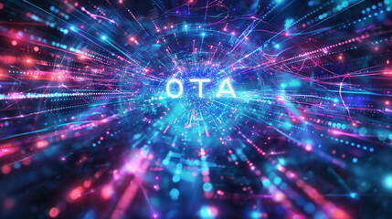 Obraz premium Digital data flows converging on 