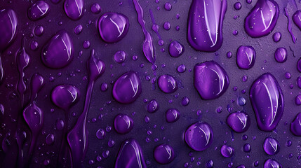 Faded indigo background with deep purple oil drops in a cinematic widescreen format,