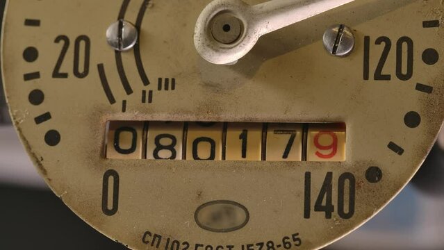 Household utility meter display. Expensive price for public service concept. Residential electricity or water counter. Home consumption panel. Municipal electric indicator. House bill rise. Energy box