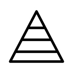 Pyramid chart icon in black and outline style