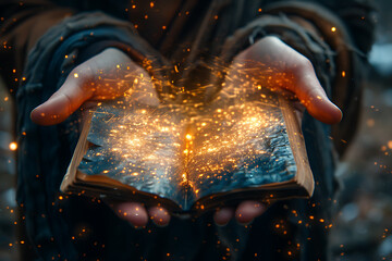 A captivating and mysterious image showcasing the manifestation of mystical powers, evoking the enchanting essence of fairy tales and magic through ethereal light and surreal elements