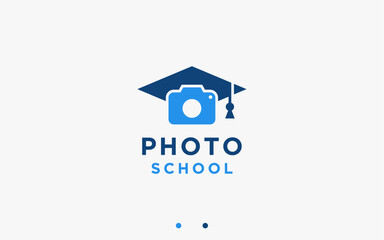 camera with graduate logo design vector silhouette illustration