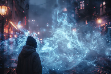 A captivating and mysterious image showcasing the manifestation of mystical powers, evoking the enchanting essence of fairy tales and magic through ethereal light and surreal elements