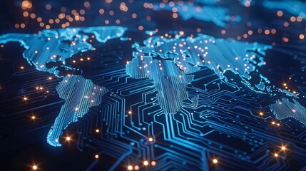 Electronic circuit board background with a menacing scorpion for a tech concept