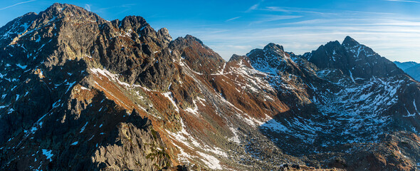 Autumn High Tatras mountains with Swinica, Kozi Wierch and few other mountain peaks
