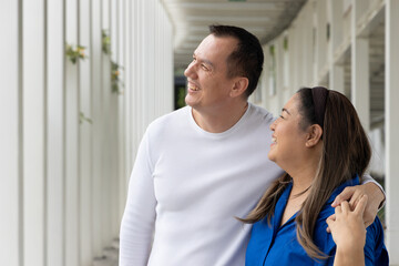 Lovely couple of Asian husband and wife, Happy Asian family with middle-aged spouse married couple...