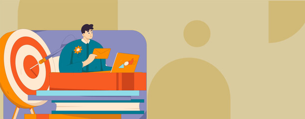 Marketing planning business characters flat vector concept operation hand drawn illustration
