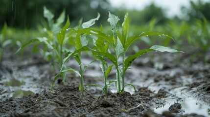 A genetically modified crop thriving in adverse weather conditions, illustrating biotech advancements in developing climate-resilient agriculture. --ar 16:9 --style raw 