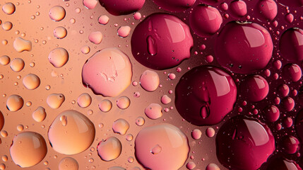 Beautifully blended widescreen oil drops in soft peach and vivid burgundy hues,