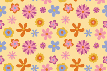 flower floral vintage seamless pattern. This is a retro flower repeat vector illustration. Design for decorative, wallpaper, shirts, clothing, tablecloths, blankets, wrapping, texture, textile,    