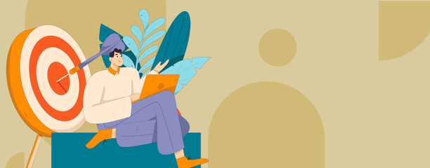 Marketing planning business characters flat vector concept operation hand drawn illustration
