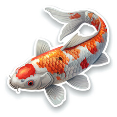 Koi Fish Sticker on White Background