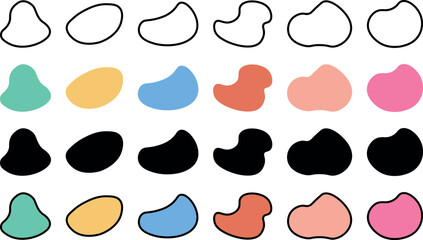 Abstract Liquid Shapes in different style. Vector illustration
