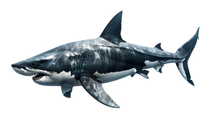 Fototapeta premium Shark isolated on a transparent background, PNG, Ai