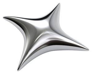 PNG Shooting star in Chrome material chrome silver shiny.