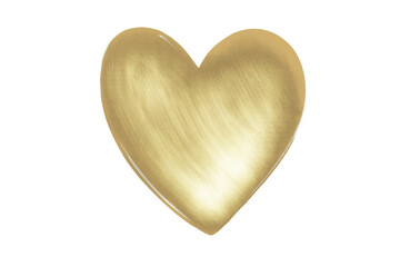 Gold Golden Heart Shape, Acrylic Paint Oil Paint. Isolated on White Background and Transparent PNG.