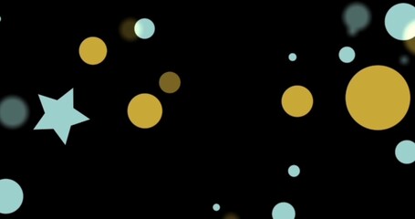 Abstract space and stars. Approach, movement of small gold particles. Christmas background	
