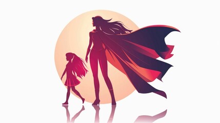 Empowered Superhero Mom Protecting Her Child in Striking A Powerful and Inspiring Depiction of a Mother s Unwavering Strength and Heroic Spirit Captured in a Bold Dynamic Visual