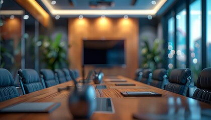 A professional video conferencing setup featuring a pantilt camera, focusing on the speaker in a modern office meeting room